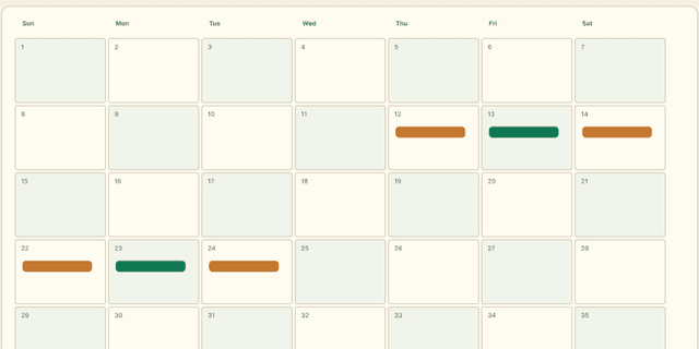 Timezylla Calendar view crop